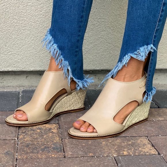 Cream Cut Out Espadrille Wedge Platform Sandal - Picture 3 of 8